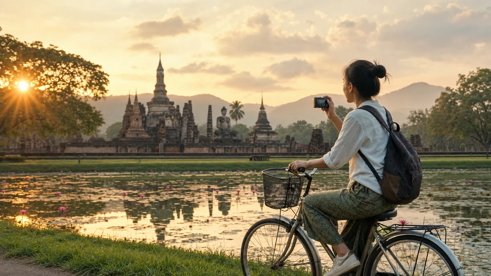 อุทยานประวัติศาสตร์สุโขทัยยามเช้า
